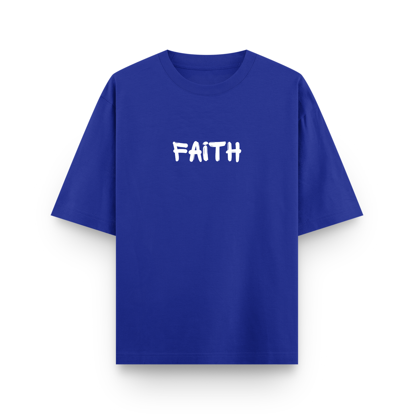 Faith Over Fear Cotton Oversized Graphic T shirt Royal Blue