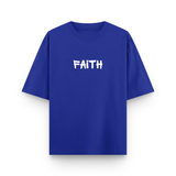 Faith Over Fear Cotton Oversized Graphic T shirt Royal Blue