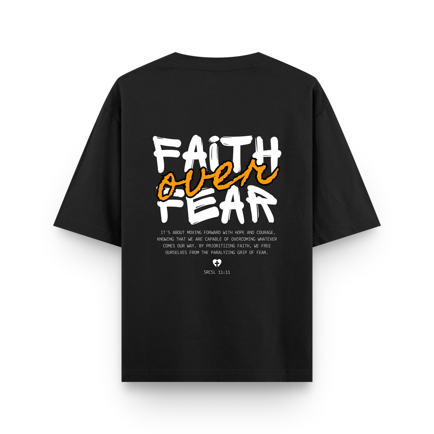 Faith Over Fear Cotton Oversized Graphic T shirt Black