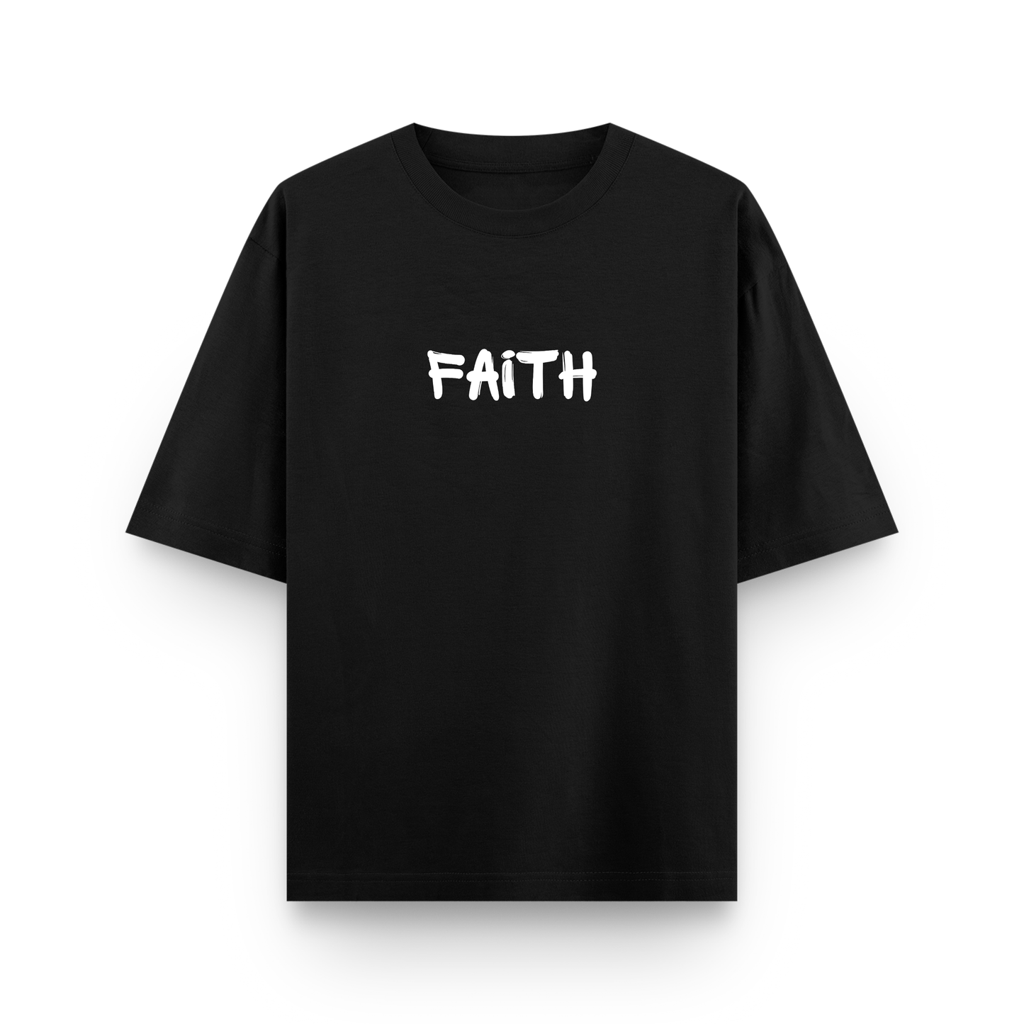 Faith Over Fear Cotton Oversized Graphic T shirt Black