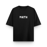 Faith Over Fear Cotton Oversized Graphic T shirt Black