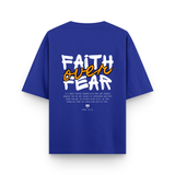 Faith Over Fear Cotton Oversized Graphic T shirt Royal Blue