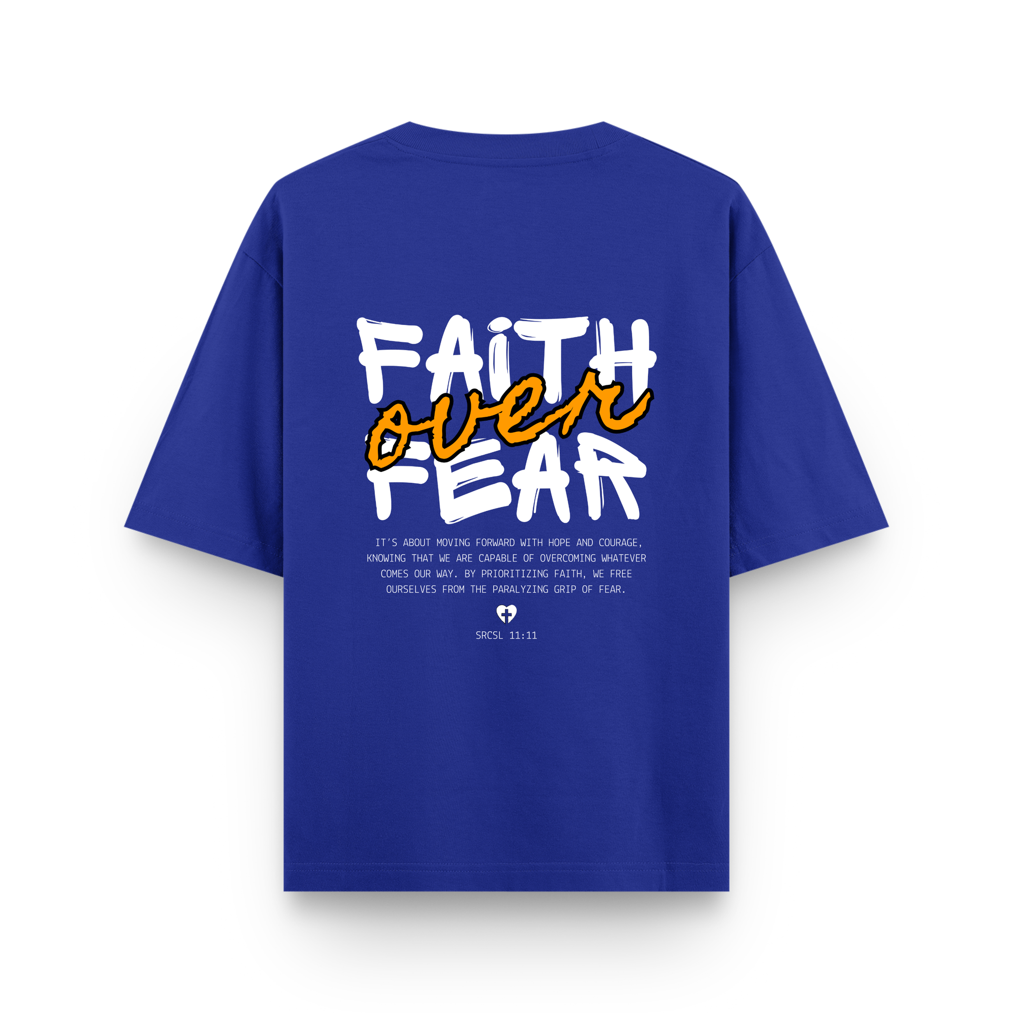Faith Over Fear Cotton Oversized Graphic T shirt Royal Blue