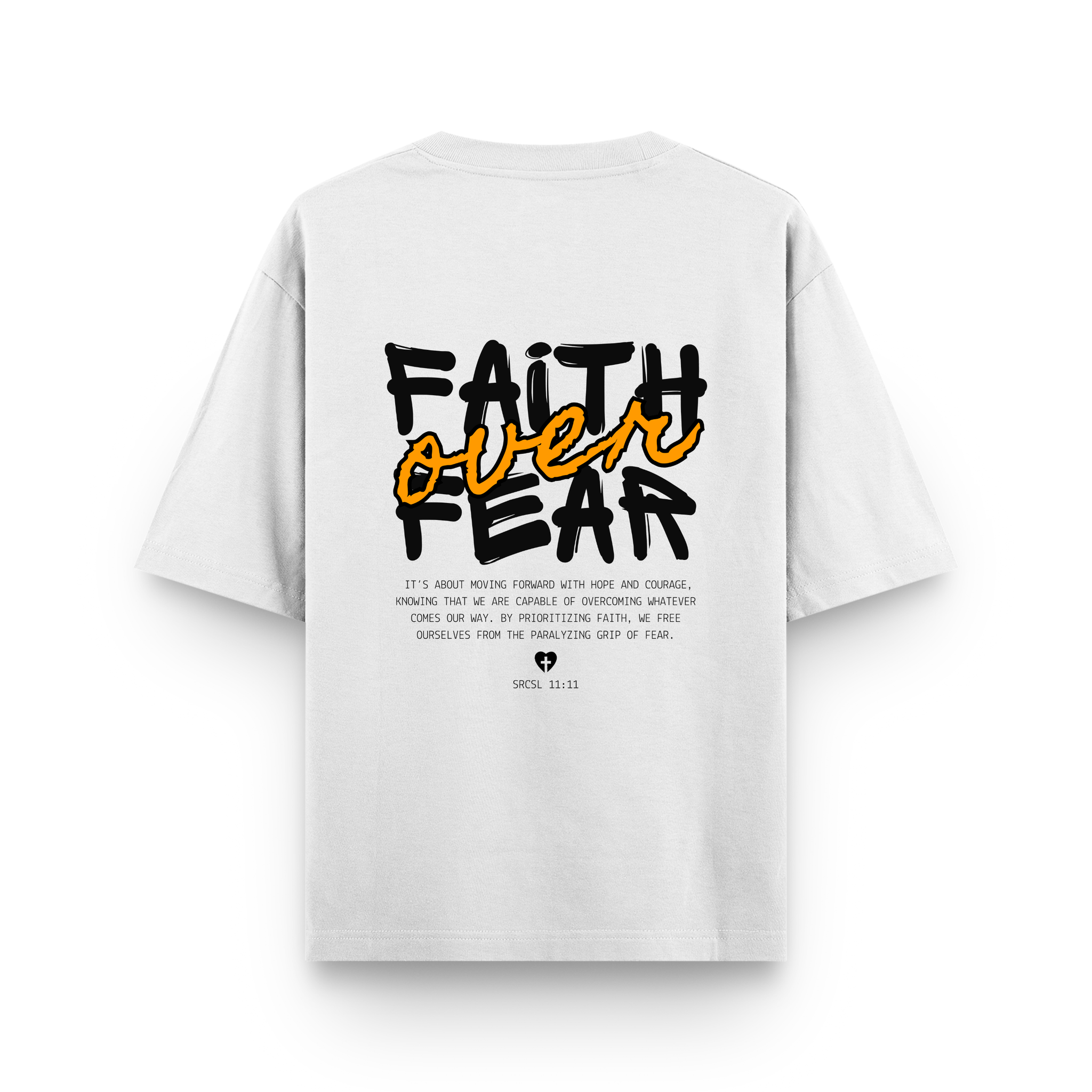 Faith Over Fear Cotton Oversized Graphic T shirt White