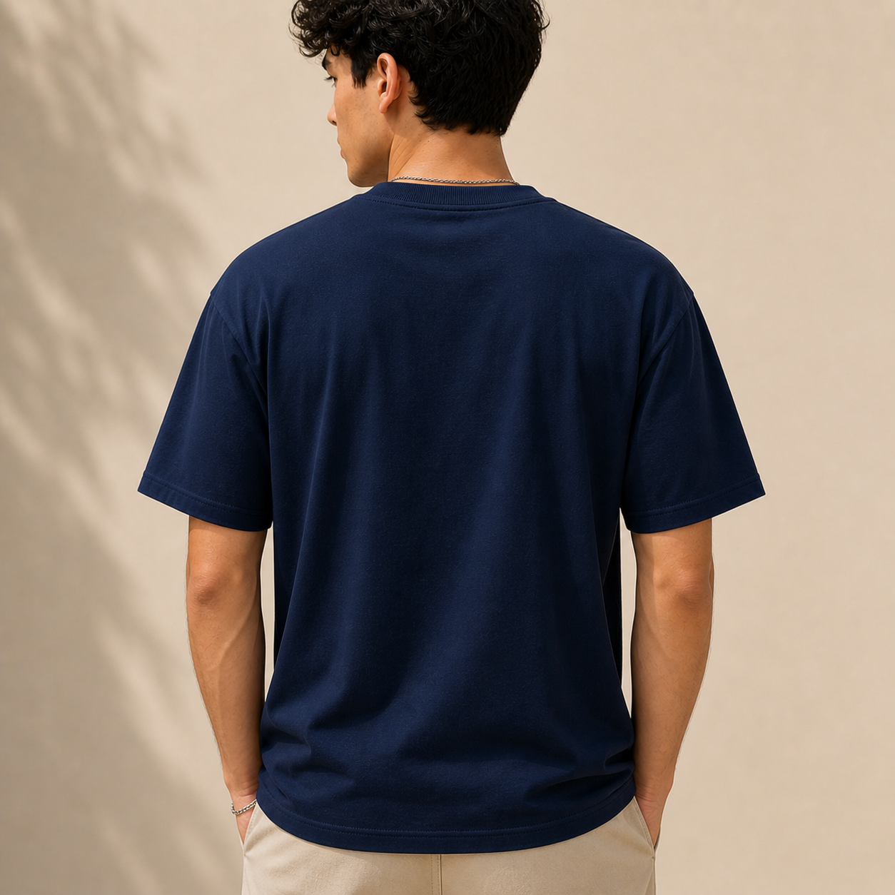 Fearless Typography Oversized Navy Blue Graphic T-Shirt