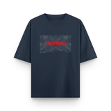 Fearless Typography Oversized Navy Blue Graphic T-Shirt