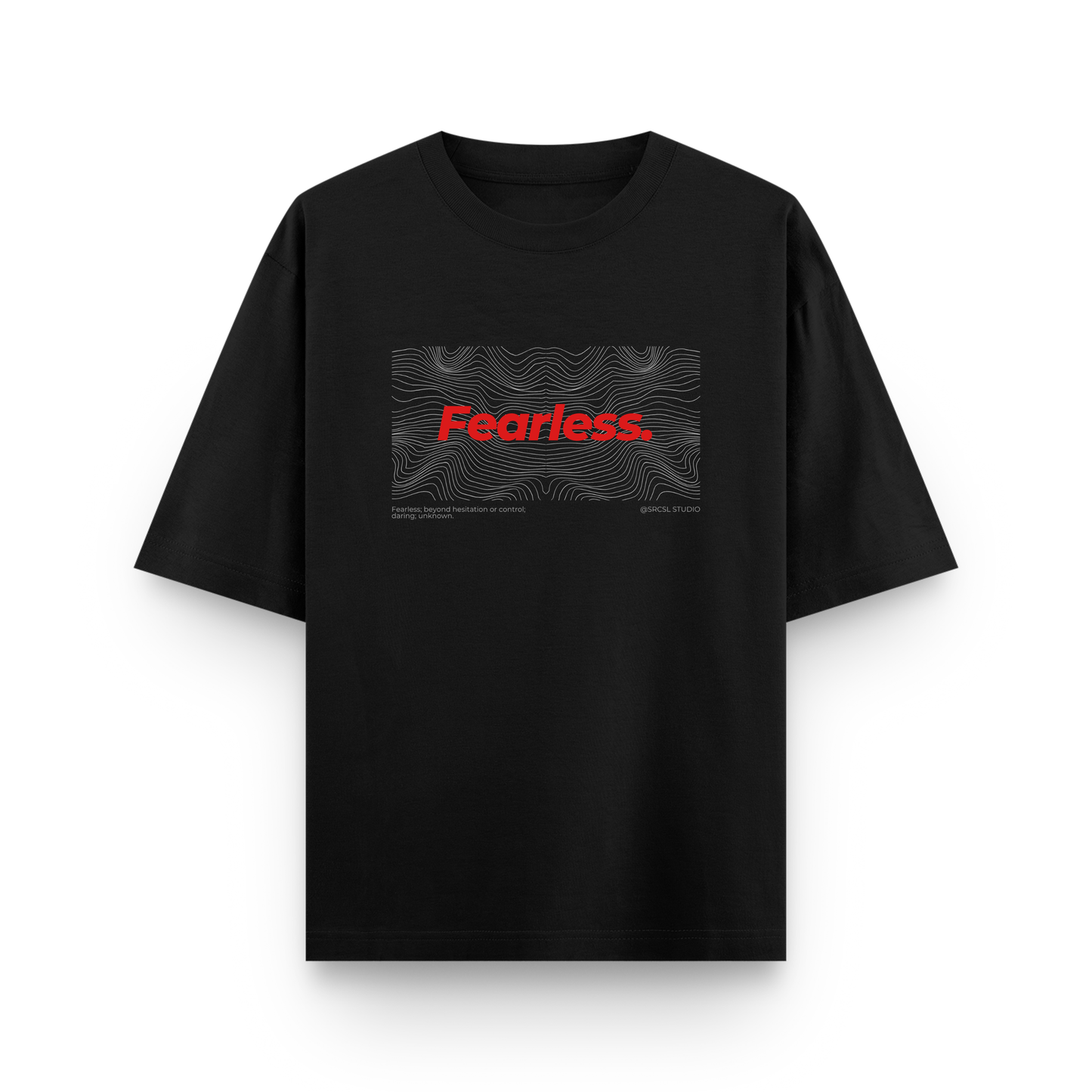 Fearless Typography Oversized Black Graphic T-Shirt
