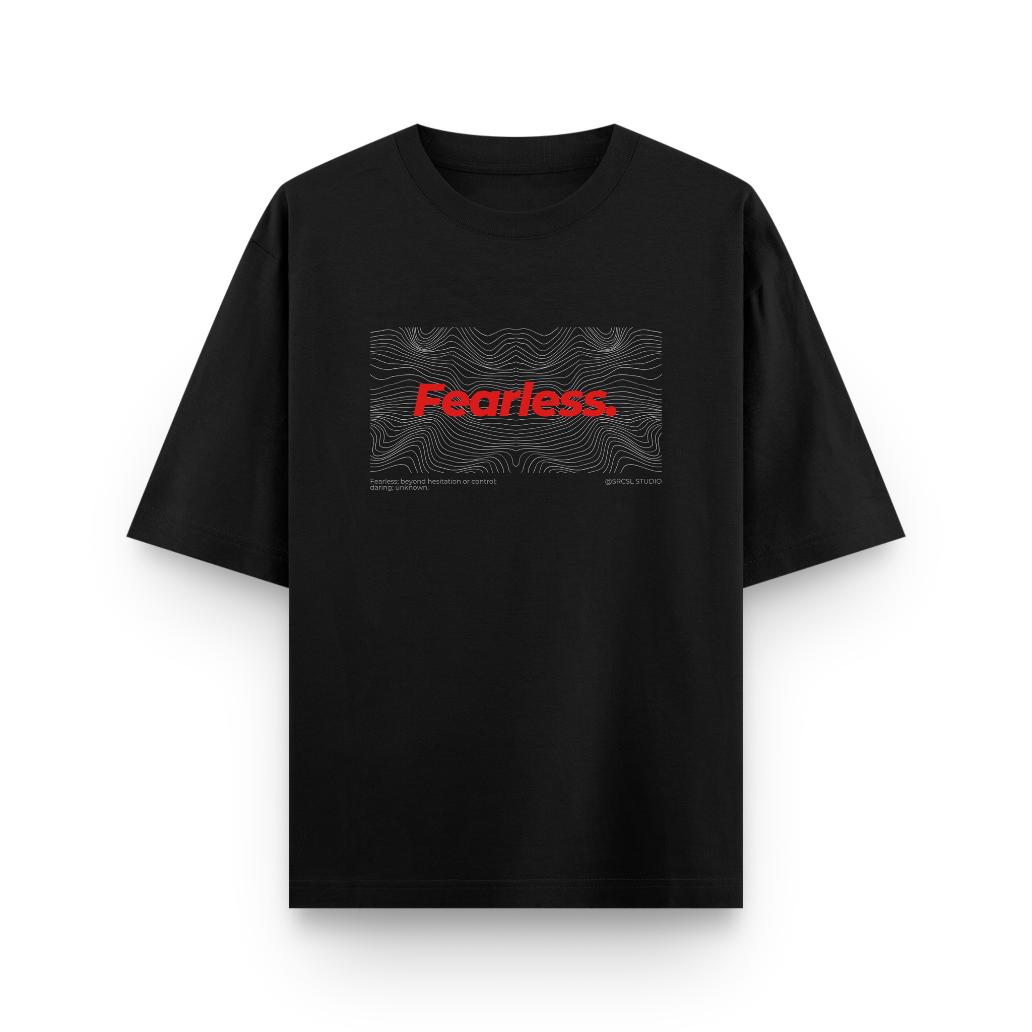 Fearless Typography Oversized Black Graphic T-Shirt
