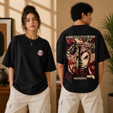 Flame Hashira Rengoku Black Oversized Graphic T-Shirt