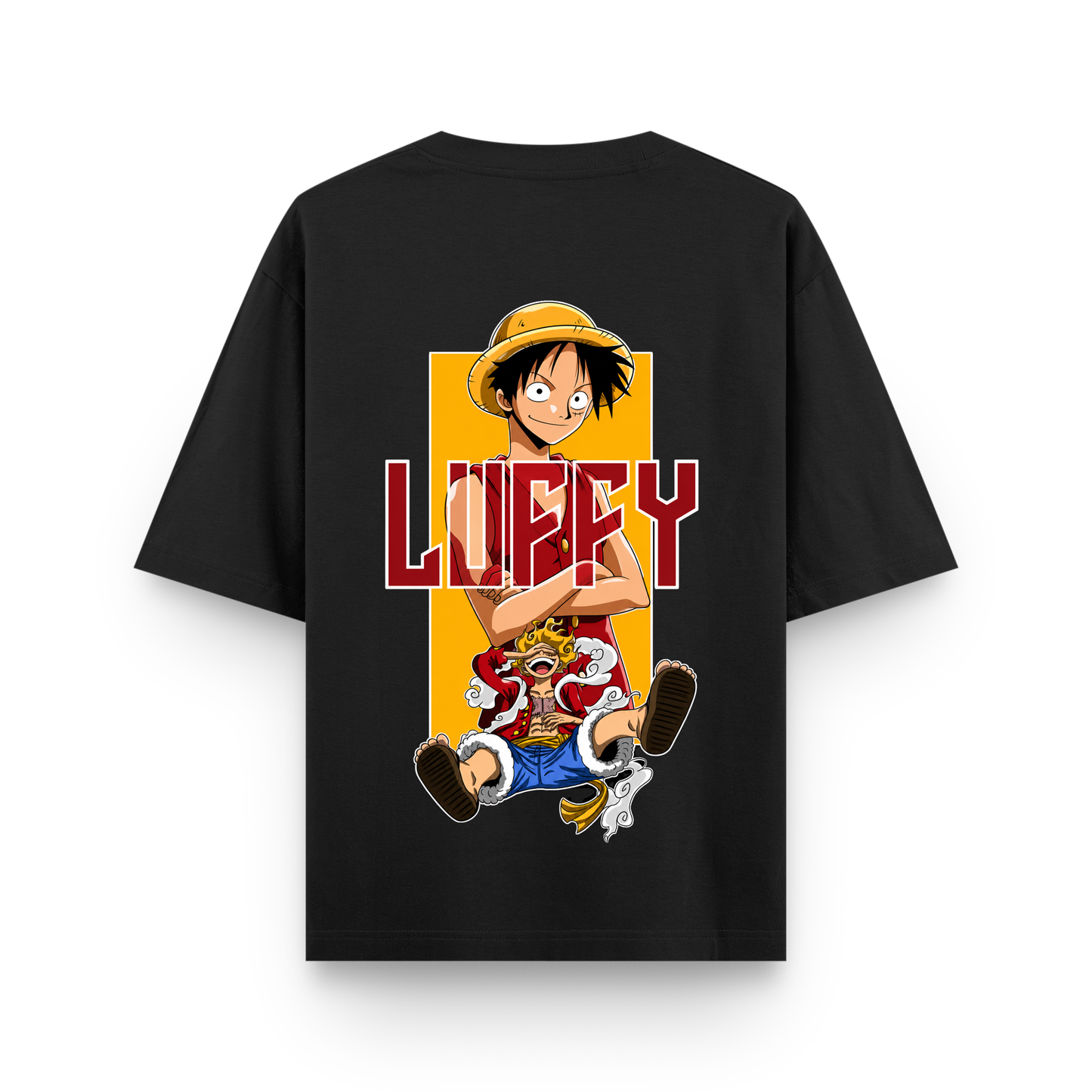 Future Pirate King Luffy Black Oversized Anime T-Shirt