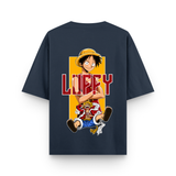 Future Pirate King Luffy Navy Blue Oversized Anime T-Shirt