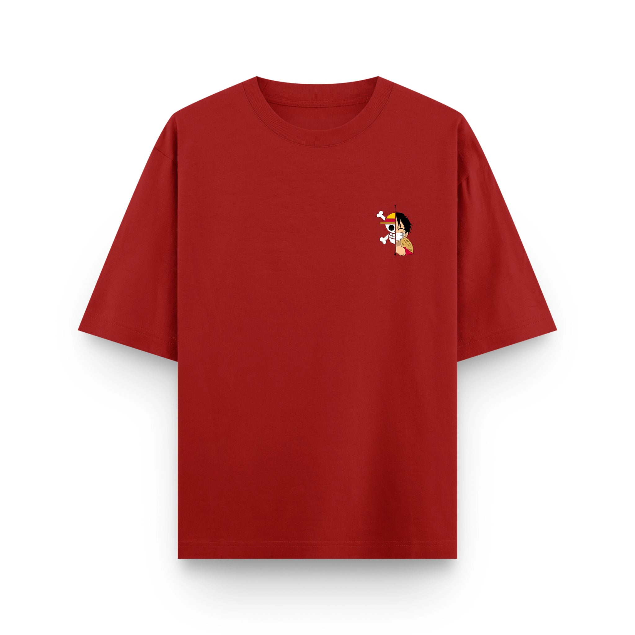 Future Pirate King Luffy Red Oversized Anime T-Shirt