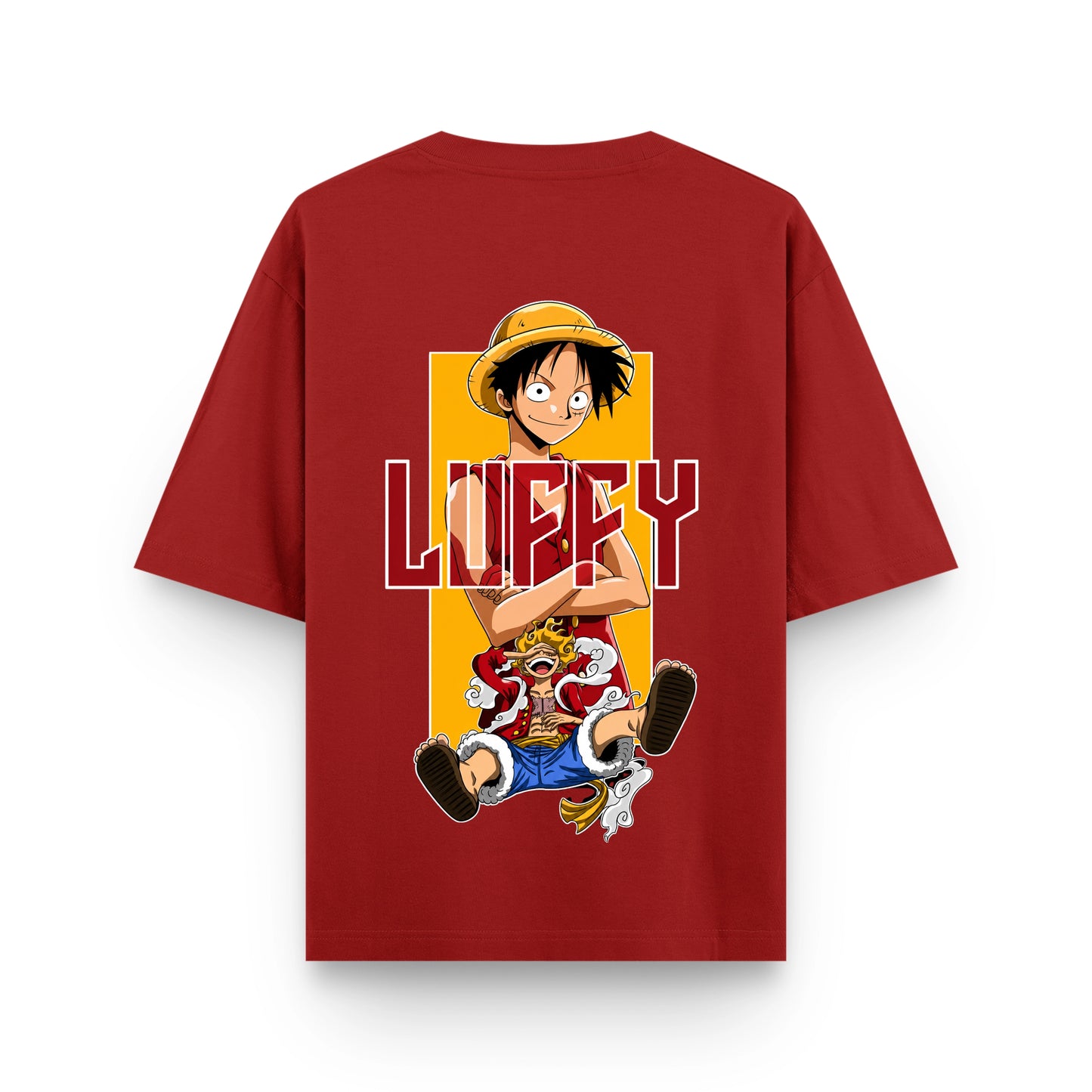 Future Pirate King Luffy Red Oversized Anime T-Shirt