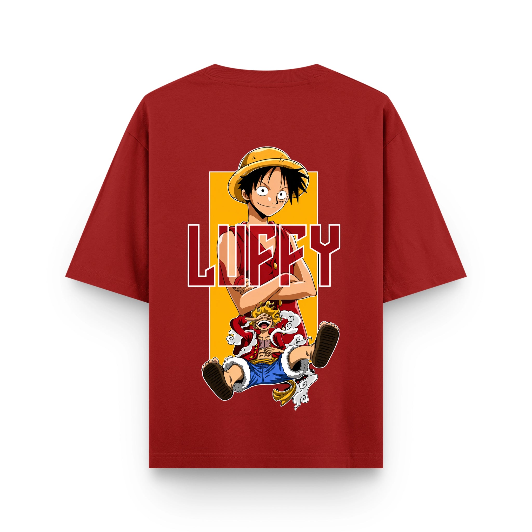 Future Pirate King Luffy Red Oversized Anime T-Shirt