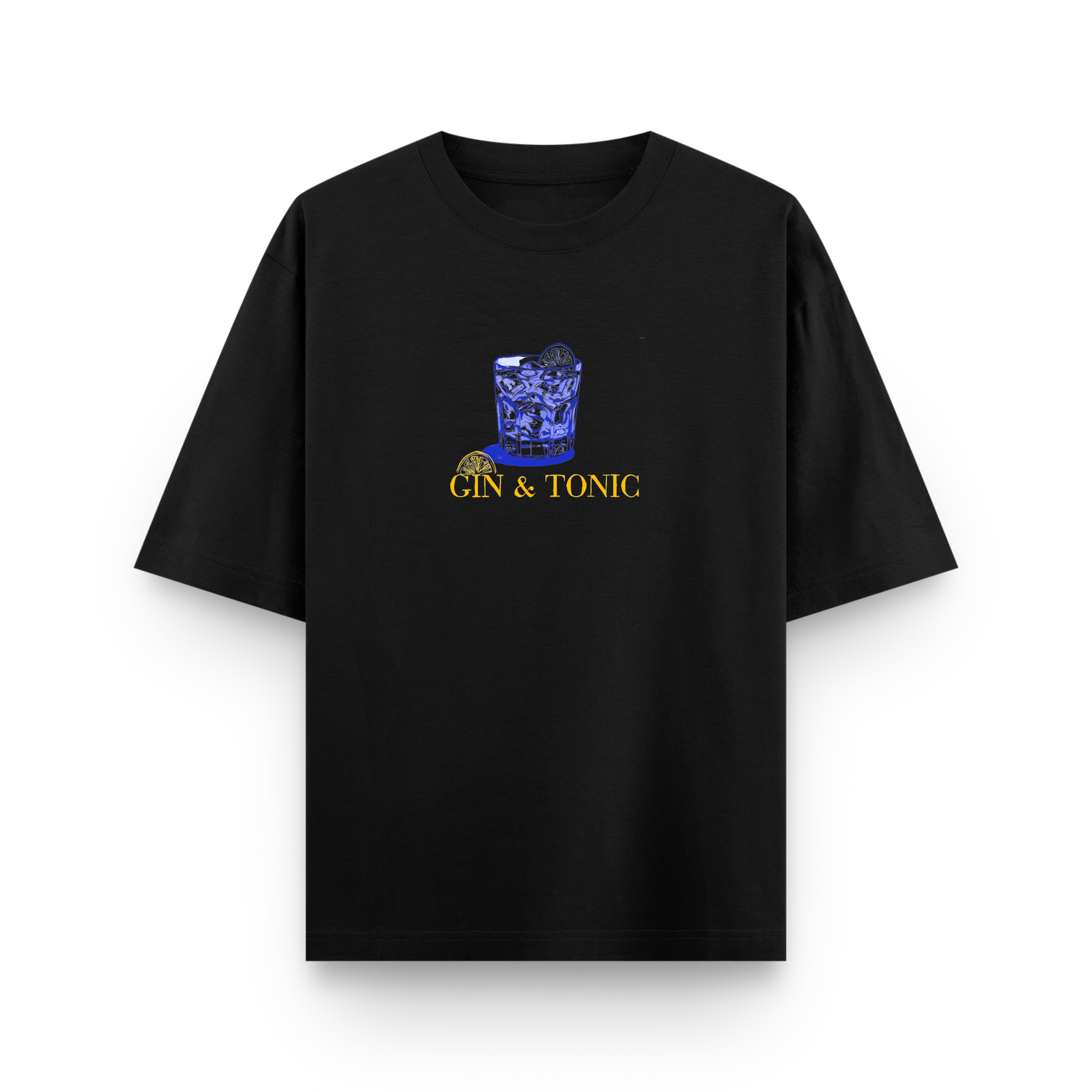 Gin & Tonic Oversized Black Premium Cotton T-shirt