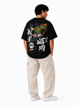 Giyu Water Hashira Oversized Black Graphic T-Shirt