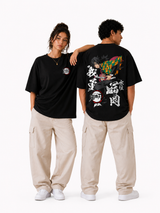 Giyu Water Hashira Oversized Black Graphic T-Shirt