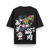 Giyu Water Hashira Oversized Black Graphic T-Shirt