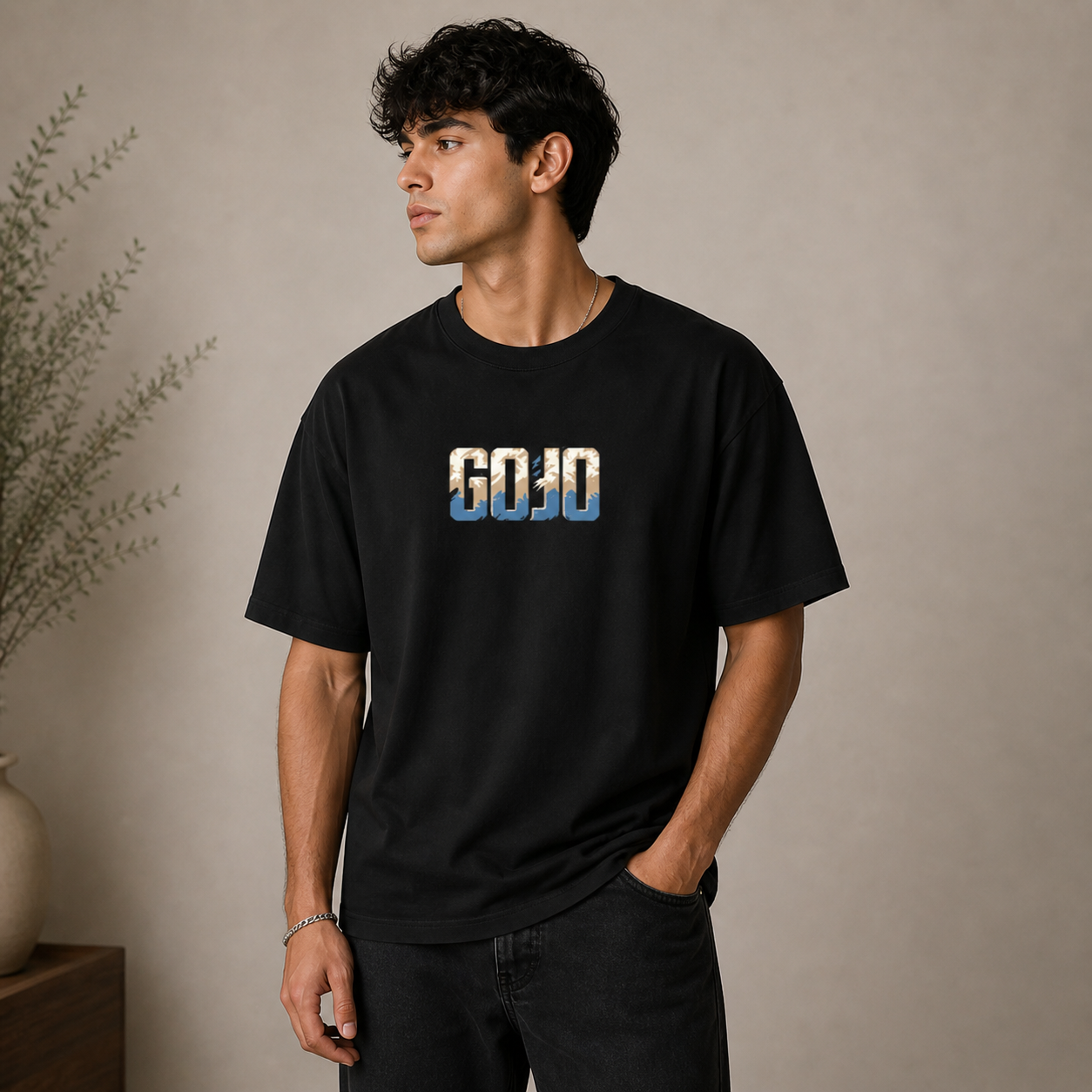 Gojo Satoru Reverse Curse Oversized Black Graphic T-Shirt