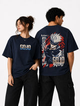 Gojo Satoru Reverse Curse Oversized Navy Blue Graphic T-Shirt