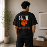 Grind Dice Oversized Black Graphic T-Shirt