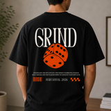 Grind Dice Oversized Black Graphic T-Shirt