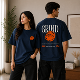 Grind Dice Oversized Navy Blue Graphic T-Shirt