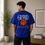Grind Dice Oversized Royal Blue Graphic T-Shirt