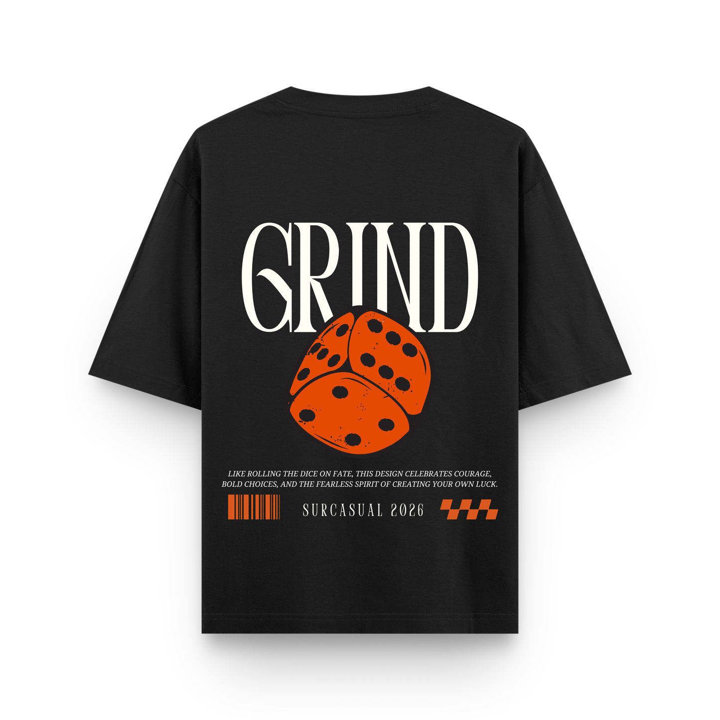 Grind Dice Oversized Black Graphic T-Shirt