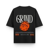 Grind Dice Oversized Black Graphic T-Shirt