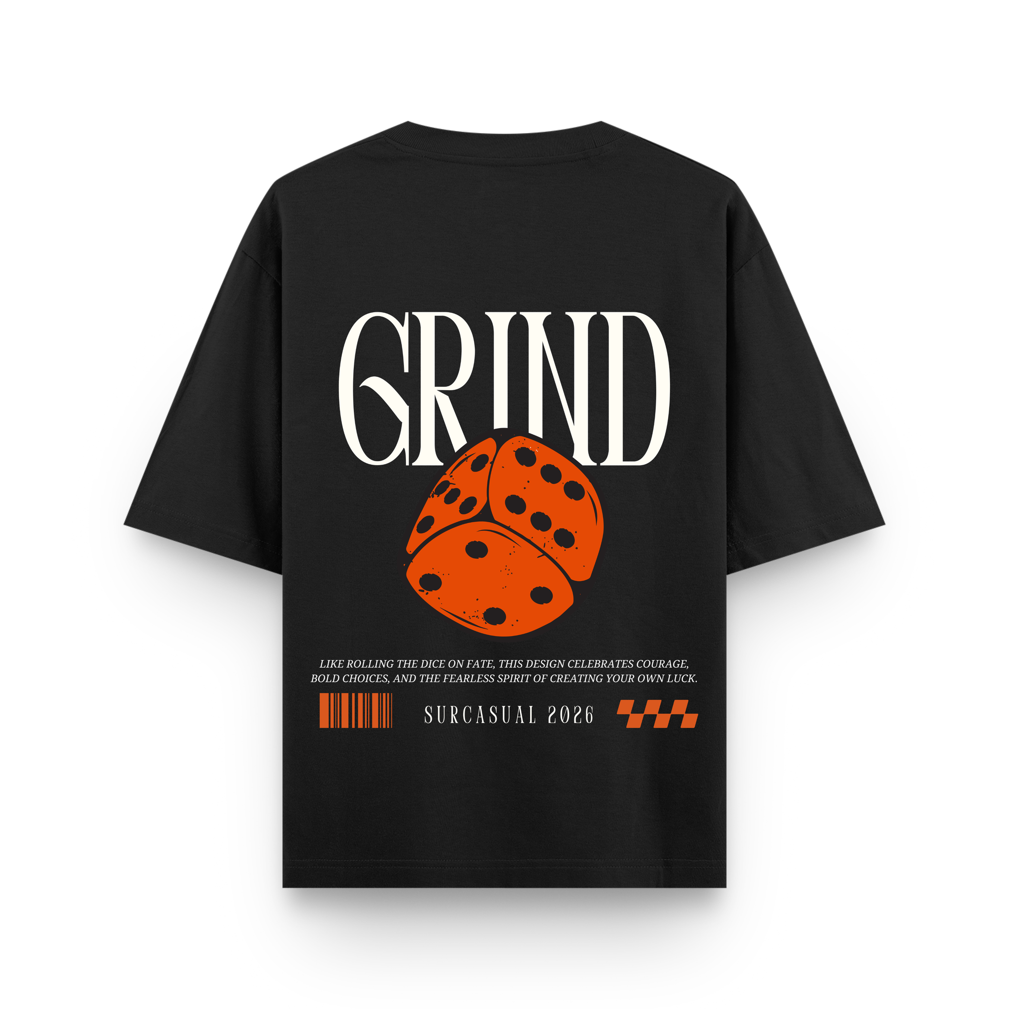 Grind Dice Oversized Black Graphic T-Shirt