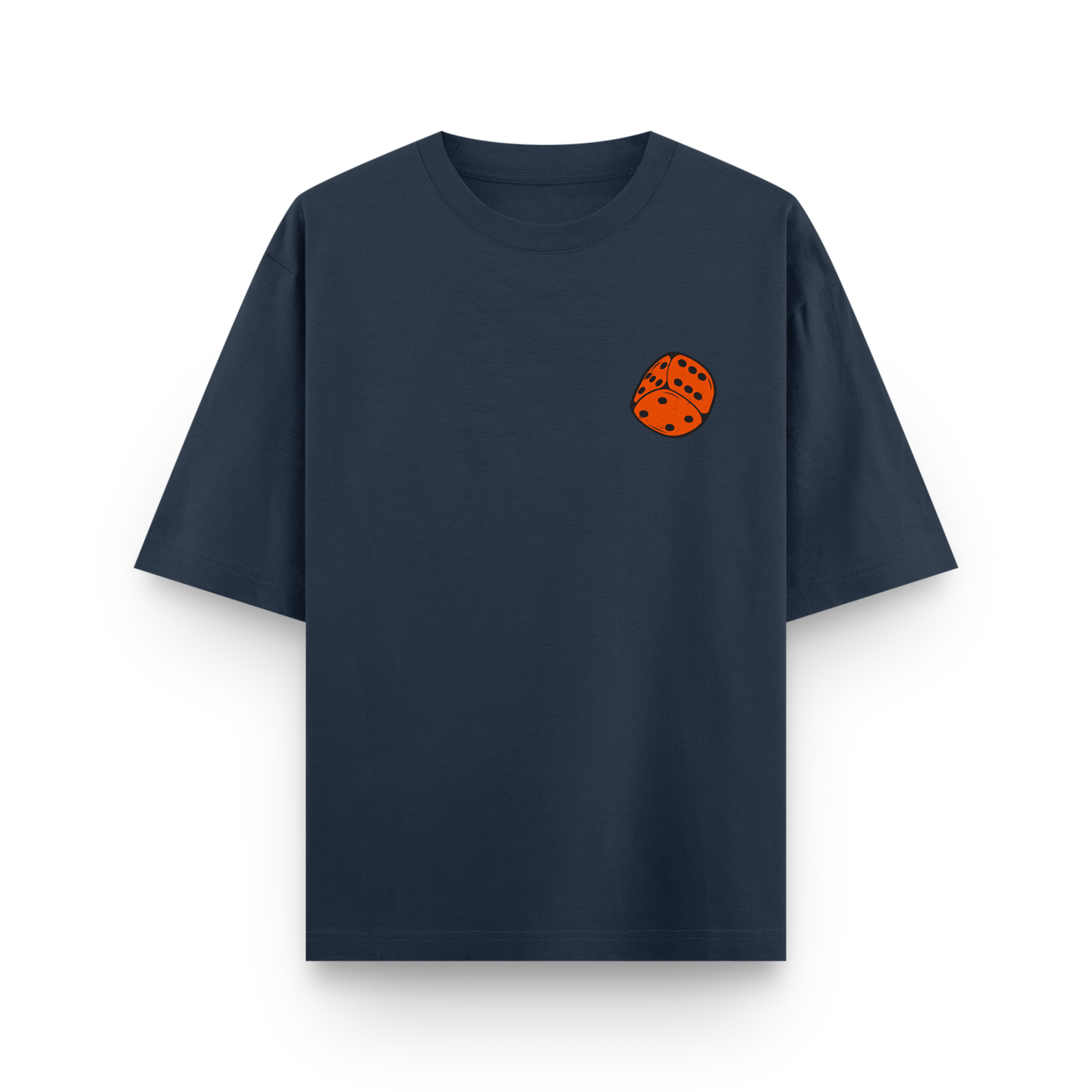 Grind Dice Oversized Navy Blue Graphic T-Shirt