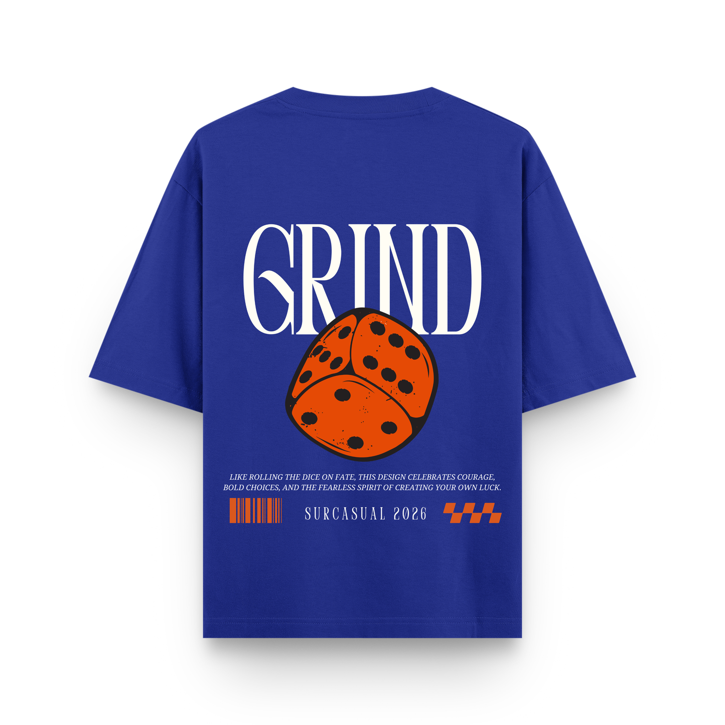 Grind Dice Oversized Royal Blue Graphic T-Shirt