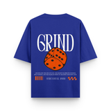 Grind Dice Oversized Royal Blue Graphic T-Shirt