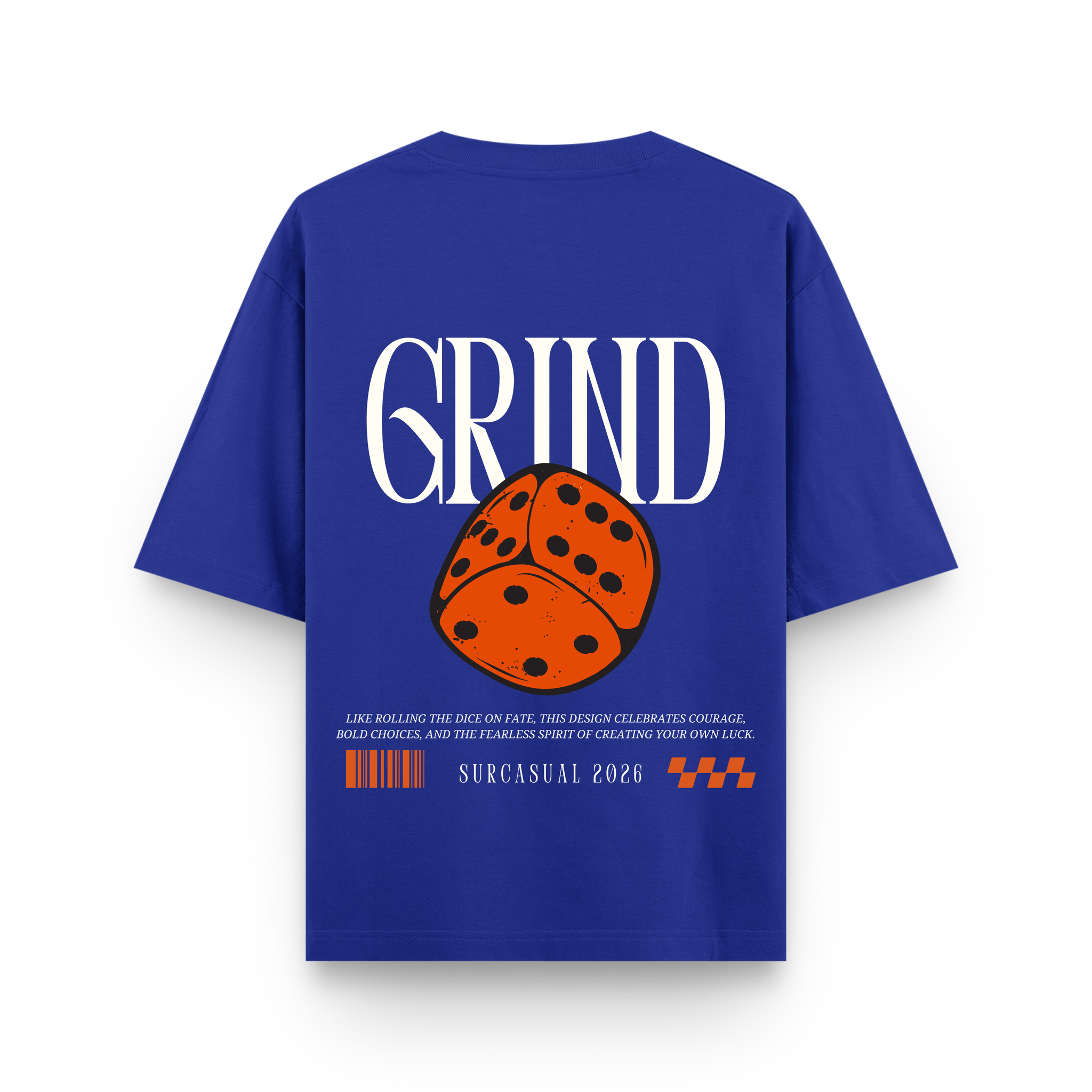 Grind Dice Oversized Royal Blue Graphic T-Shirt