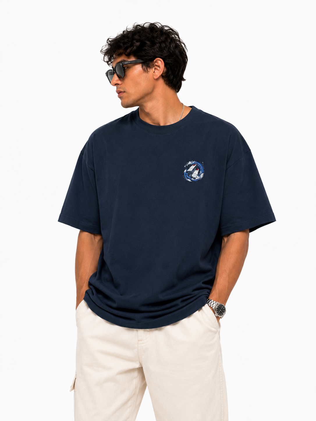 Hinokami Tanjiro Oversized Navy Blue Anime T-Shirt