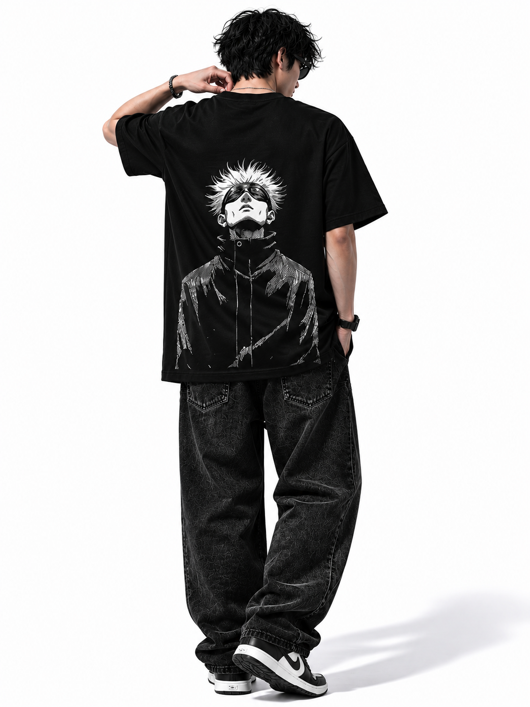 Honored One Gojo Cotton Oversized Anime Black T-shirt