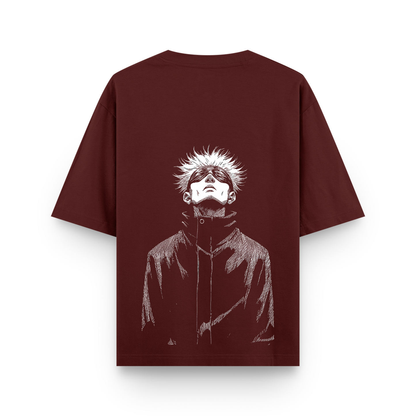 Honored One Gojo Cotton Oversized Anime Maroon T-shirt