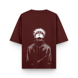 Honored One Gojo Cotton Oversized Anime Maroon T-shirt