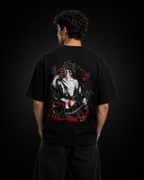 Infernal Demon Eyes Black Graphic Oversized Anime T-Shirt