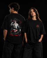 Infernal Demon Eyes Black Graphic Oversized Anime T-Shirt