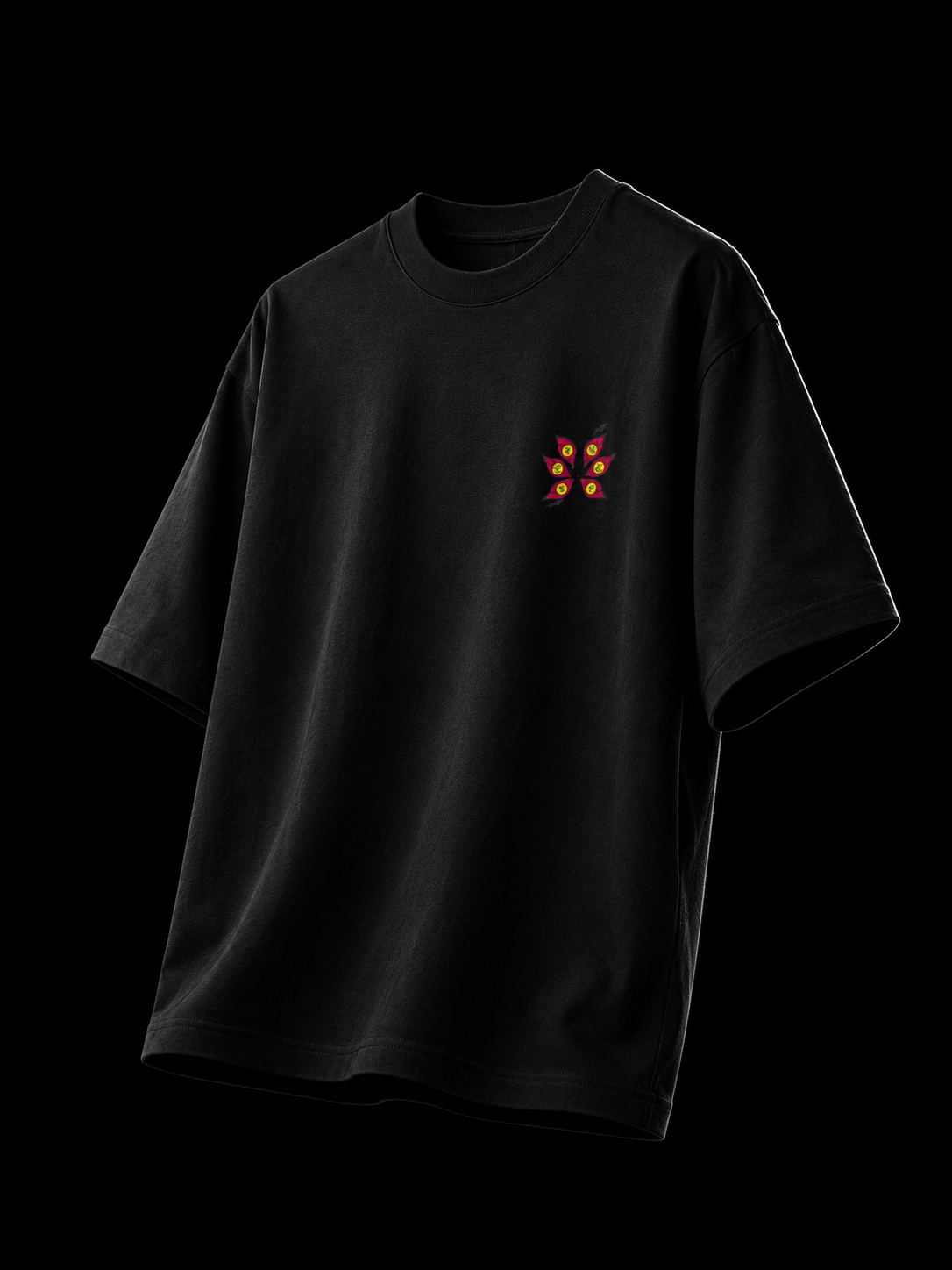 Infernal Demon Eyes Black Graphic Oversized Anime T-Shirt