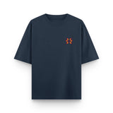 Infernal Demon Eyes Navy Blue Graphic Oversized Anime T-Shirt