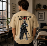 Knight & Rose Oversized Beige Streetwear T-Shirt
