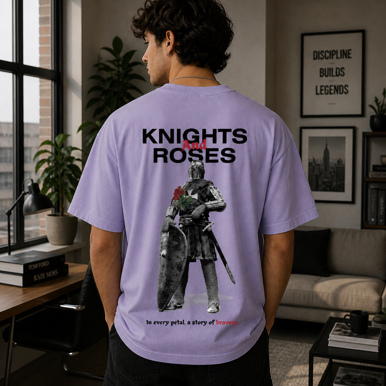 Knight & Rose Oversized Lavender Streetwear T-Shirt