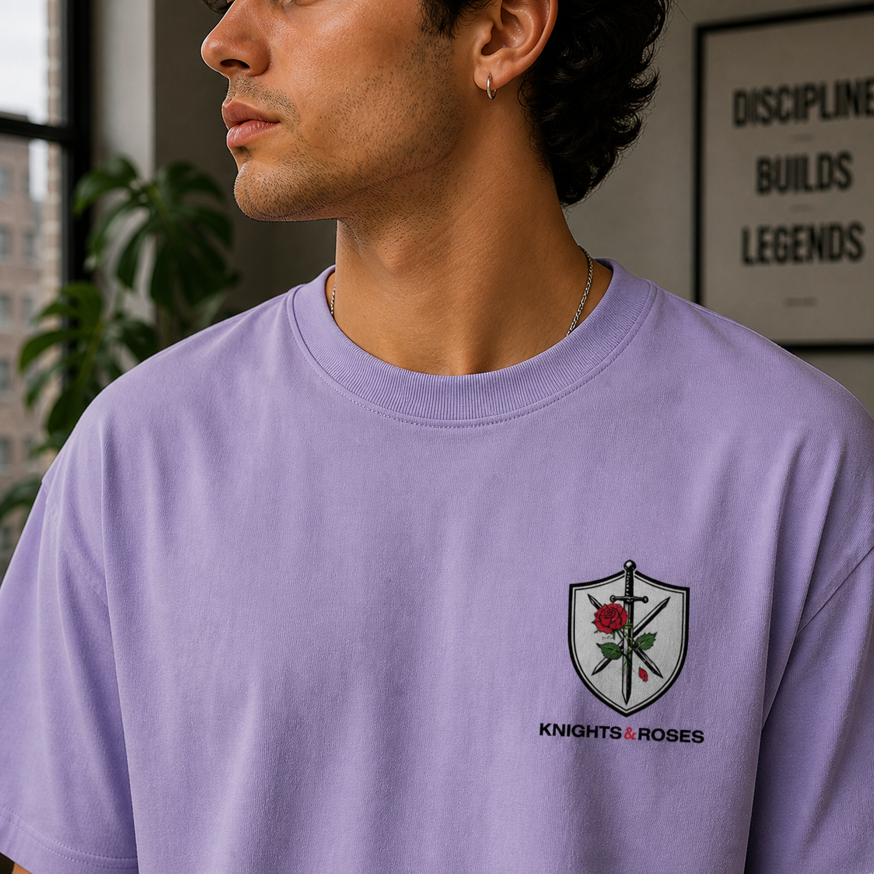 Knight & Rose Oversized Lavender Streetwear T-Shirt
