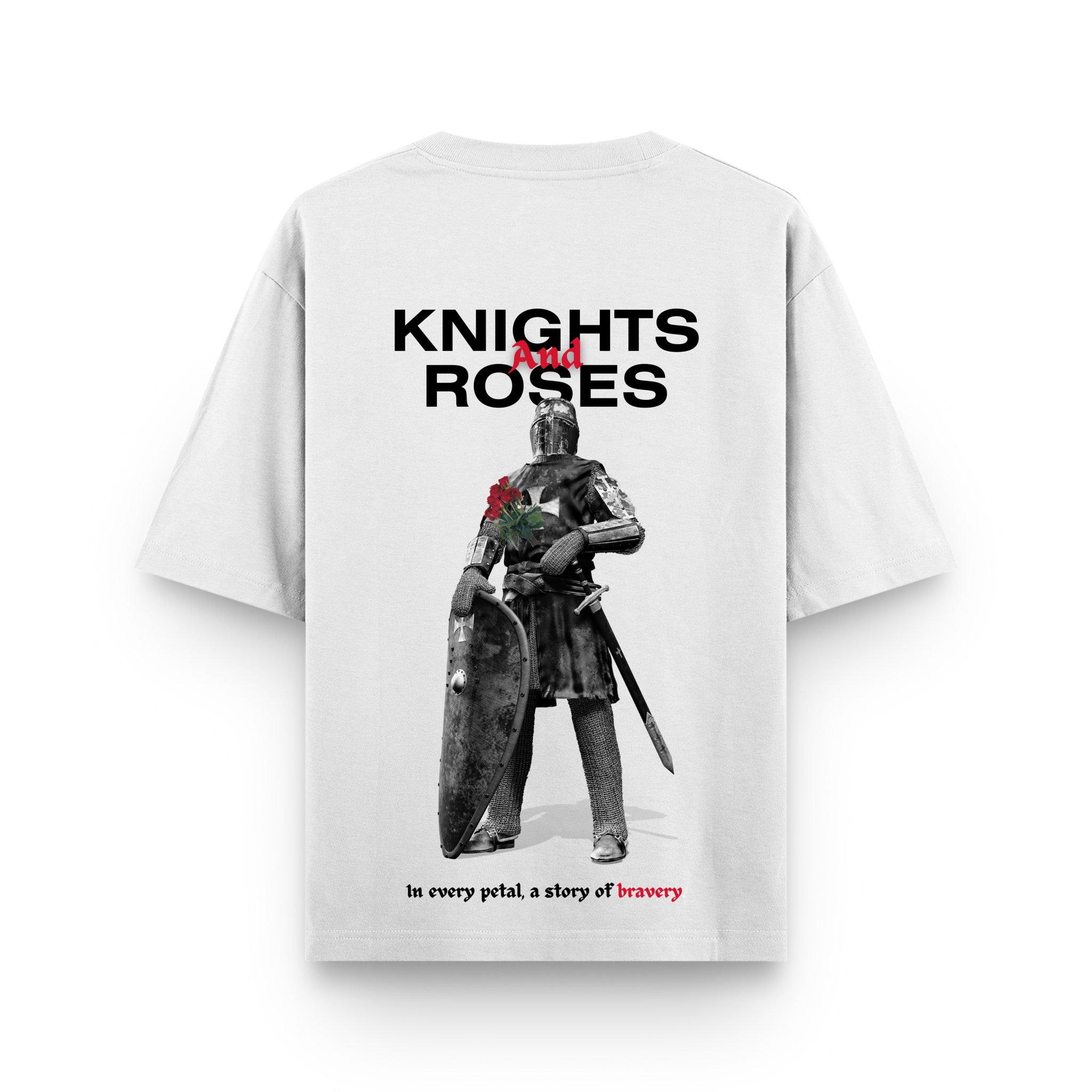 Knight & Rose Oversized White Streetwear T-Shirt