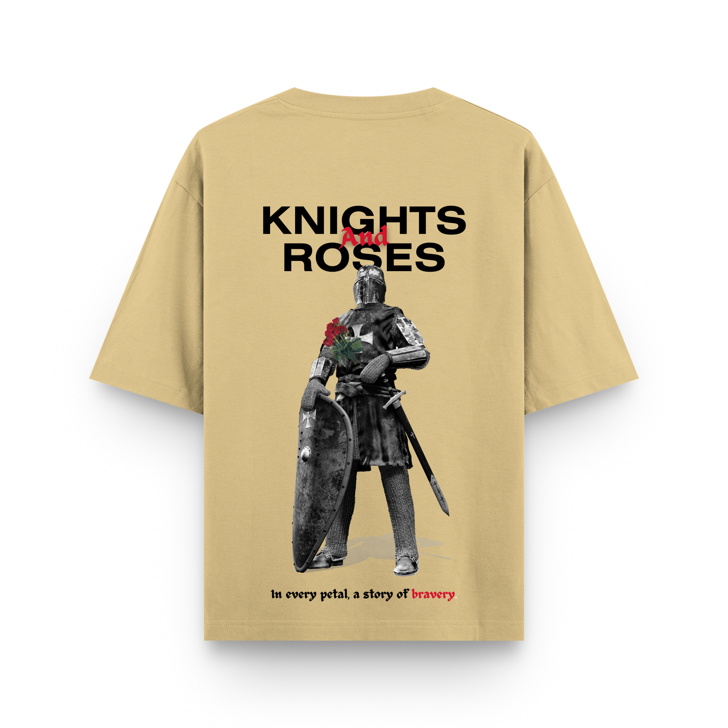 Knight & Rose Oversized Beige Streetwear T-Shirt
