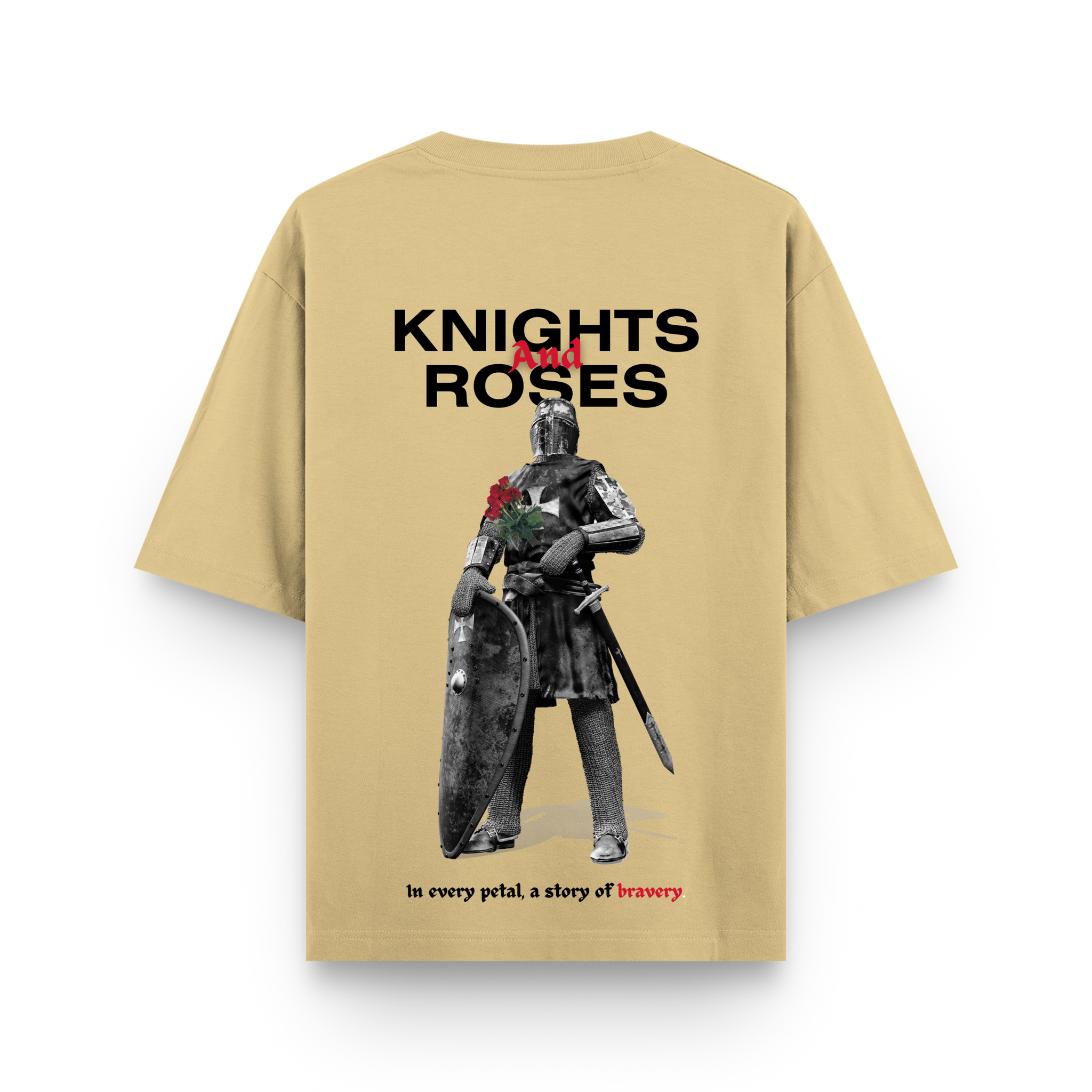 Knight & Rose Oversized Beige Streetwear T-Shirt