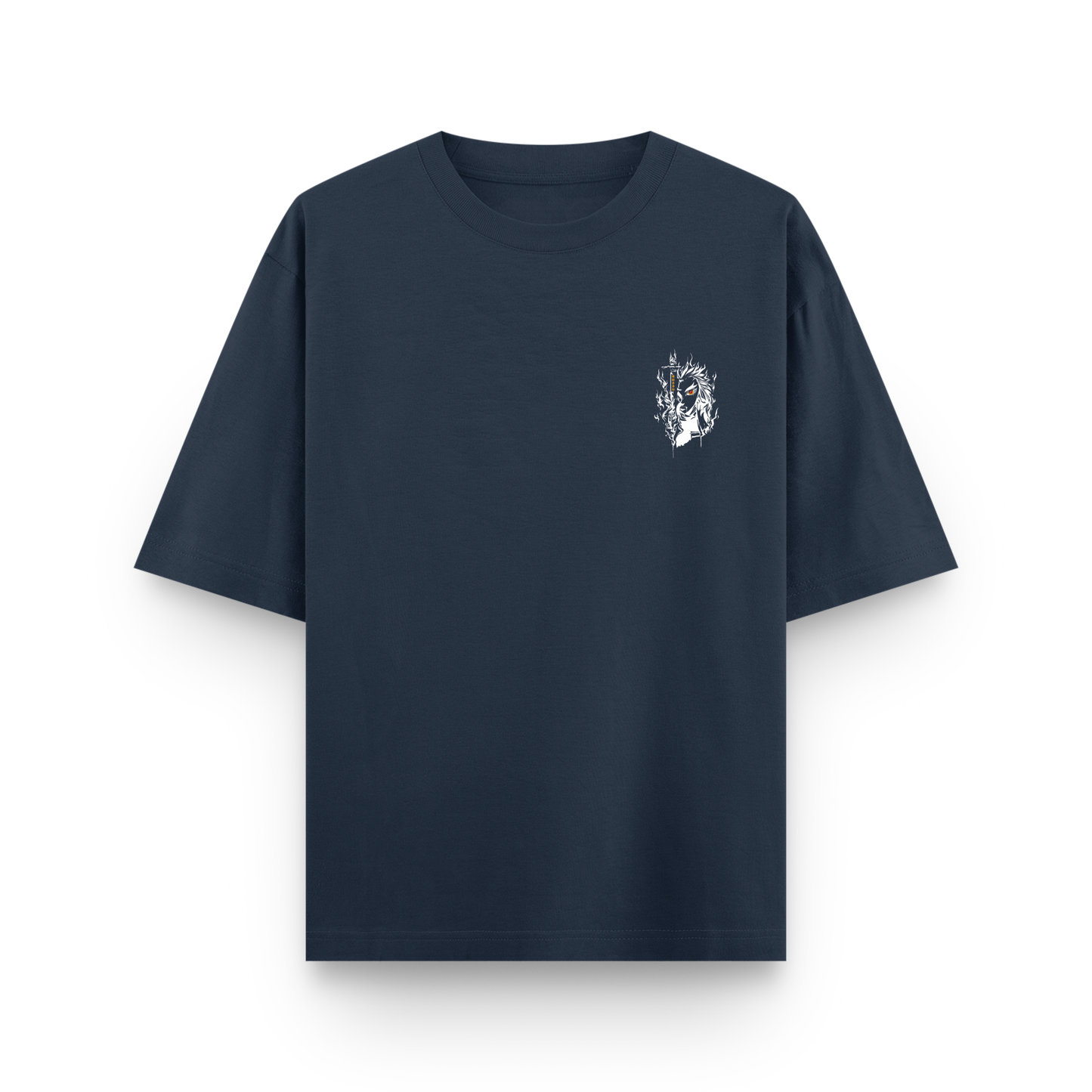 Kyojuro Rengoku Sword Oversized Navy Blue Anime T shirt
